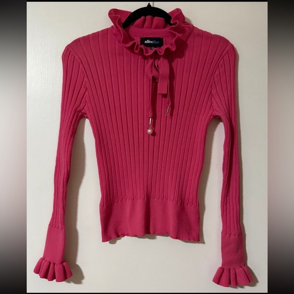 Alice Blue Fuchsia Ribbed Knit Blouse - Picture 1 of 7